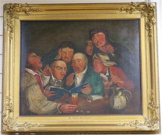 Charles Rebitt, oil on canvas, Lifes a Bumper, a portrait of The Tideswell Glee singers, depicting the celebrated singer Samuel Slac